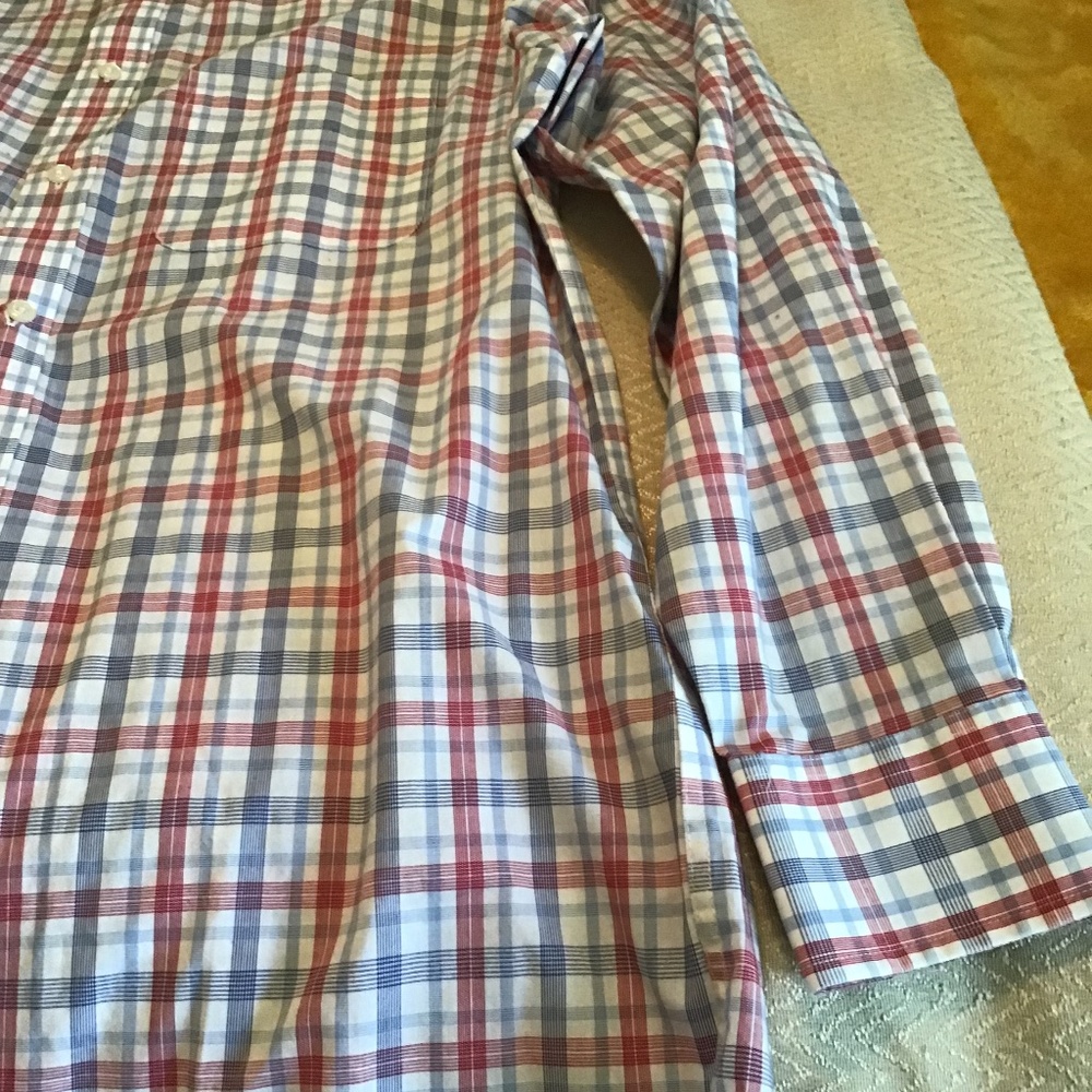 Izod men’s Plaid red blue Button Cotton Down Shirt size Large